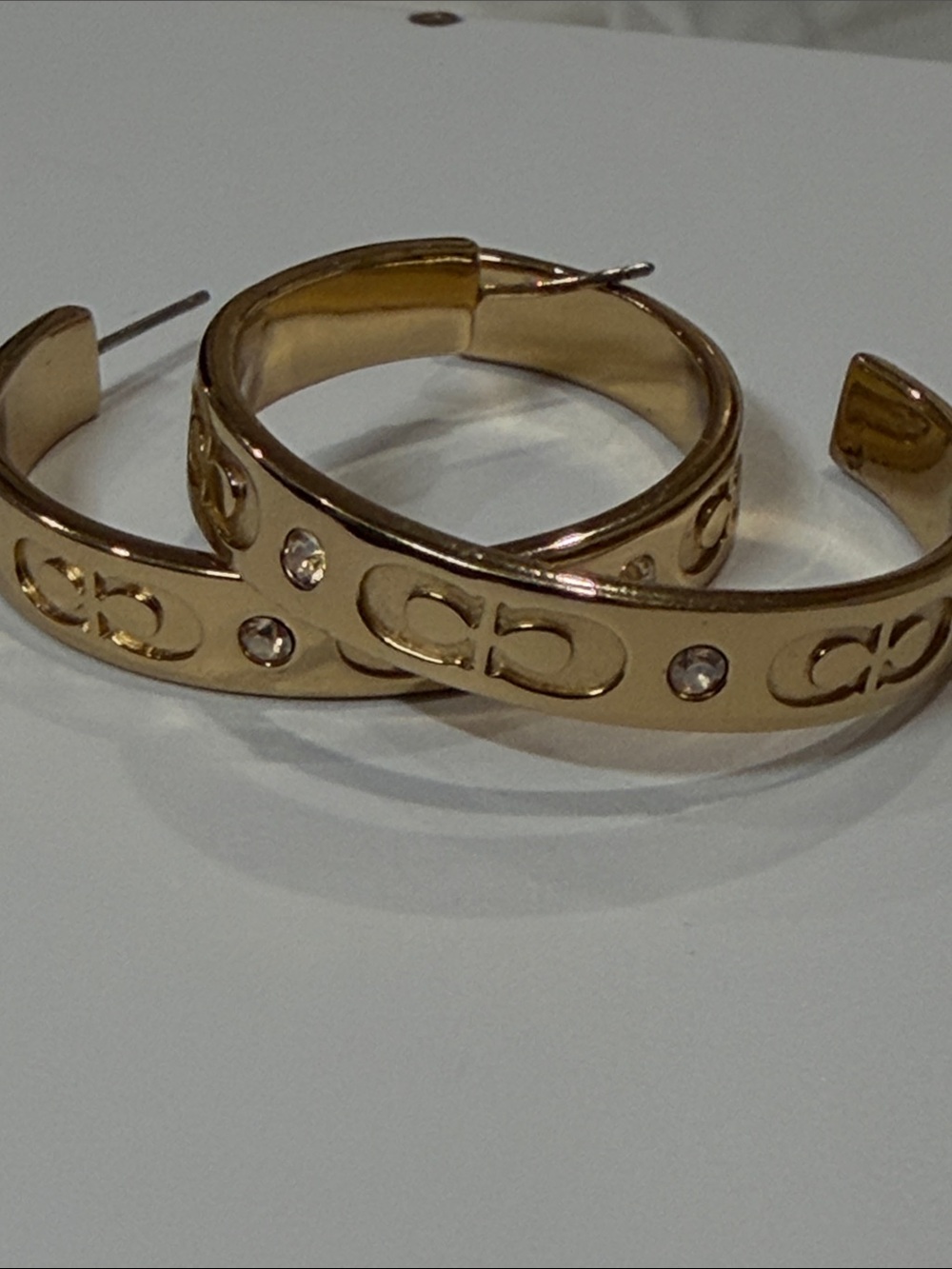 Coach Tabby Hoop Earrings in Gold-tone with Crystal Accents - Picture 8 of 14